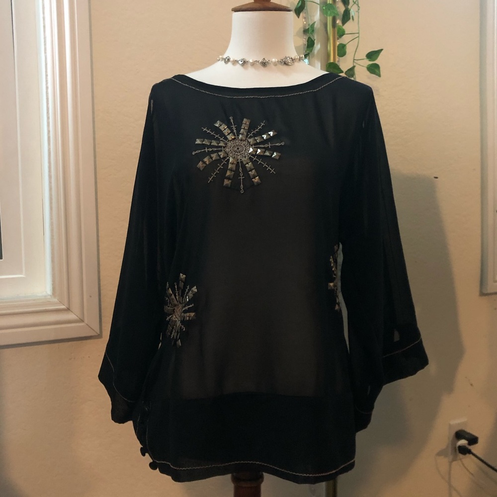 ROMEO AND JULIET COUTURE MESH BLOUSE